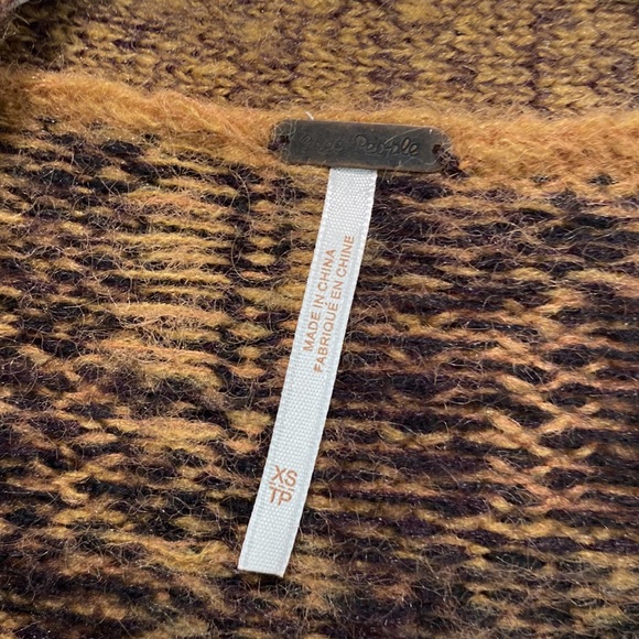 Free People Sepia Cardigan Sweater Birchwood brown plaid size XS NEW - Picture 10 of 11